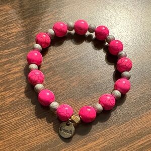 Erimish Hot Pink and Silver Beaded Bracelet